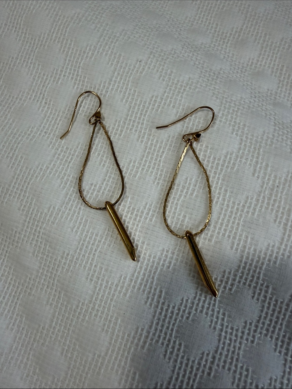 Stella & Dot Rebel Gold Teardrop Earrings with Bar Pendant